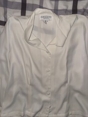 Andrea Jovine Ivory Satin Button-Front Shirt